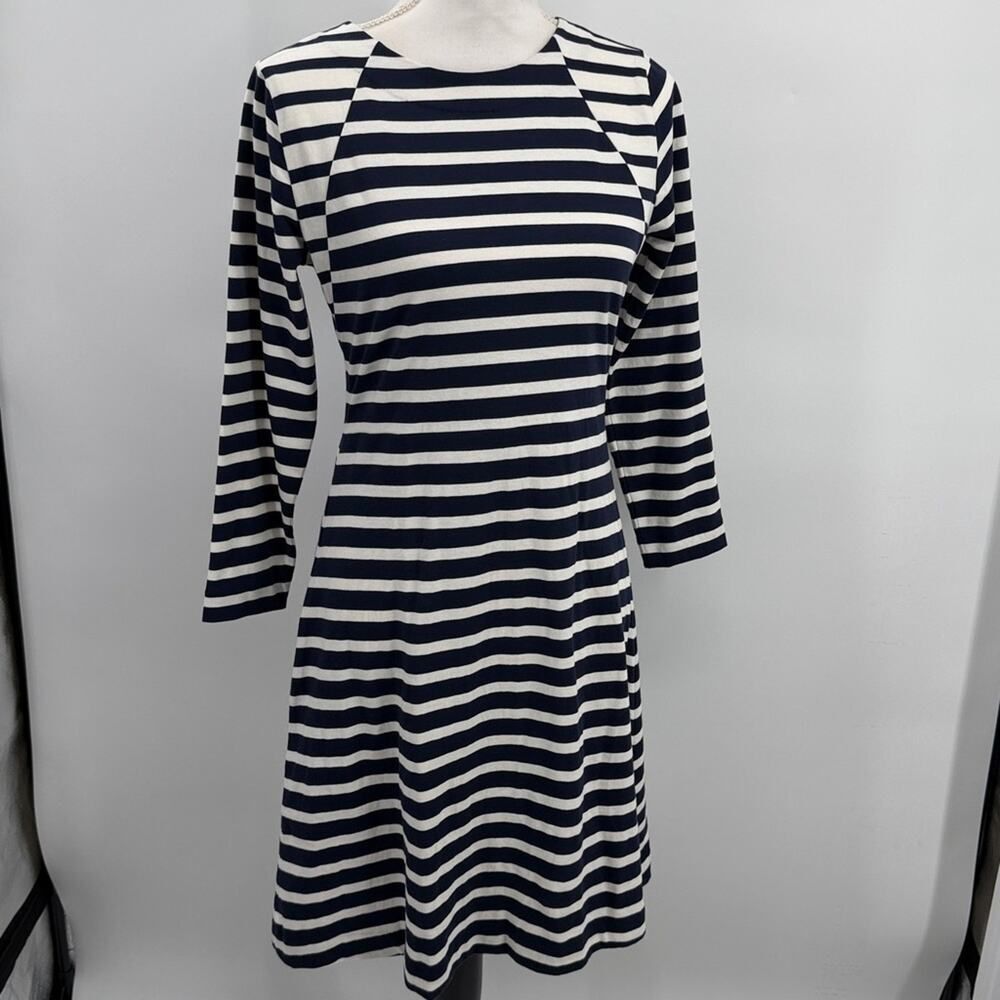 NWT J. Crew Navy and White Striped Long Sleeve Dress Small New with Tag Video